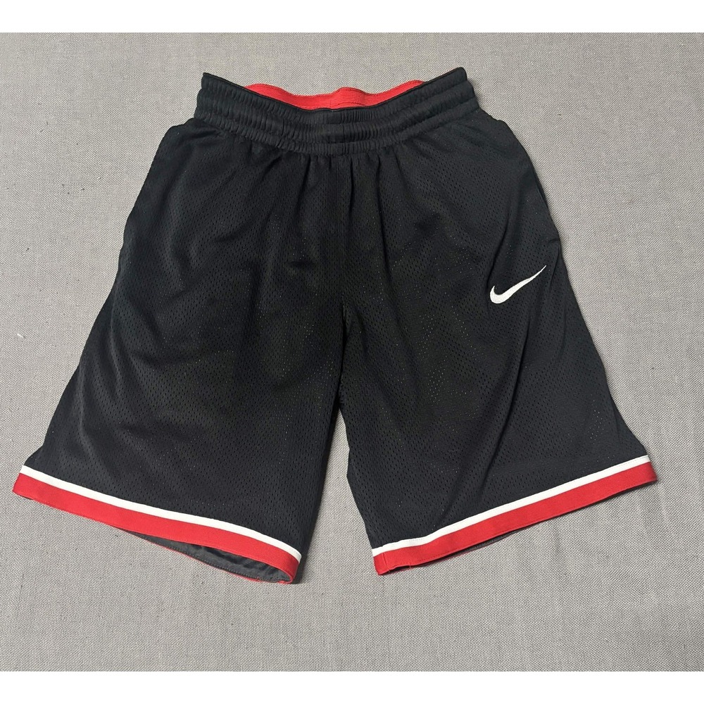 Nike Mens Basketball Shorts Black Red White Mesh Dri-Fit Athletic Size S
